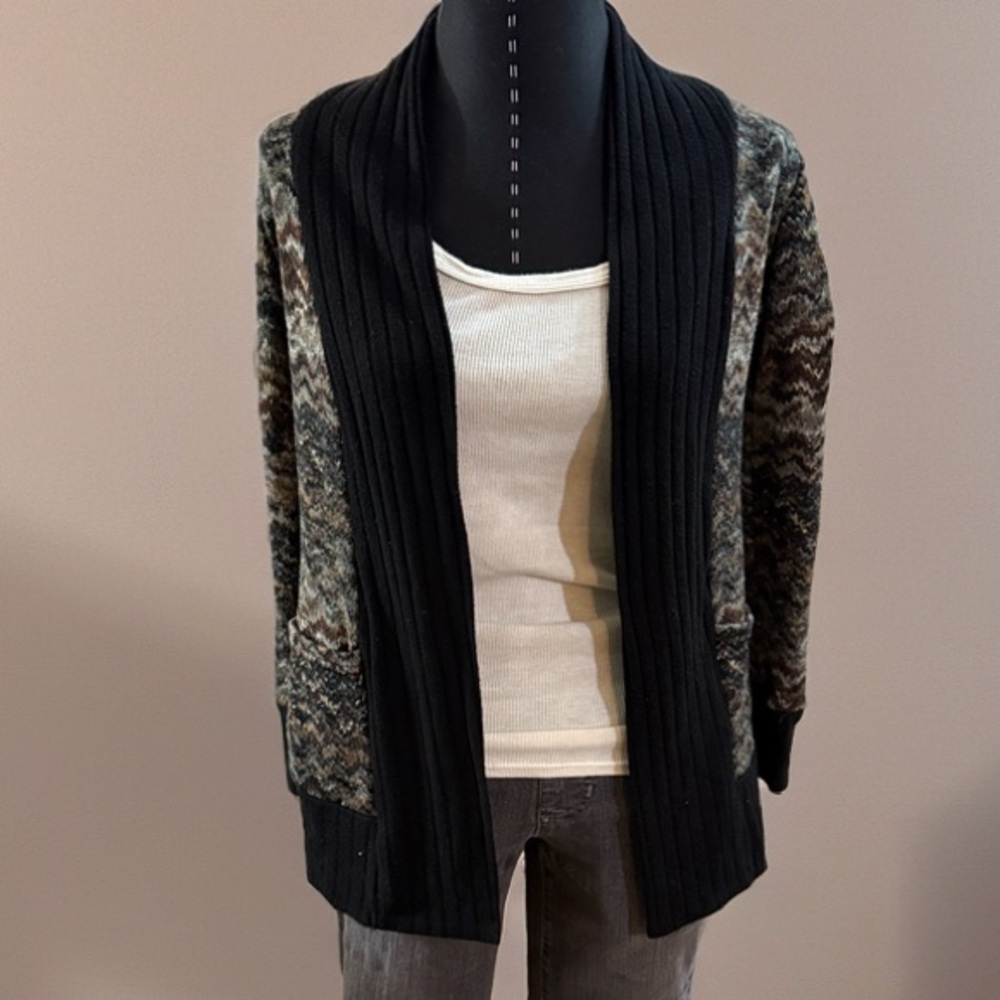 Wallpapher Black and Brown Patterned Cardigan